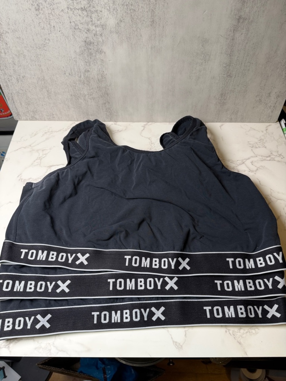Lot of 3 3x TomboyX Black and White Logo Band Sports bras